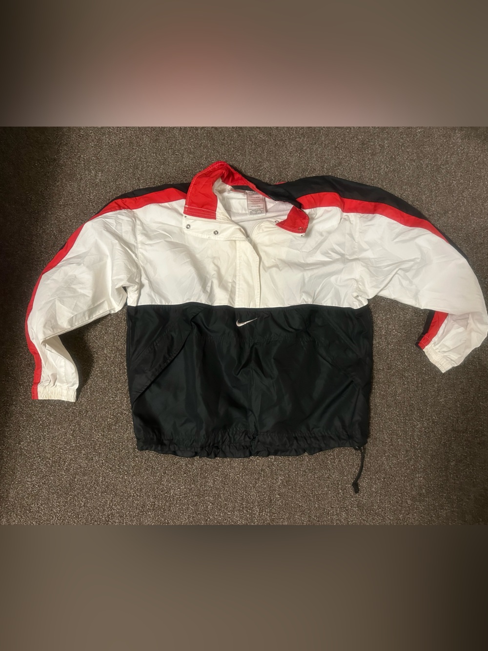 Nike White Black Red Colorblock Windbreaker Jacket